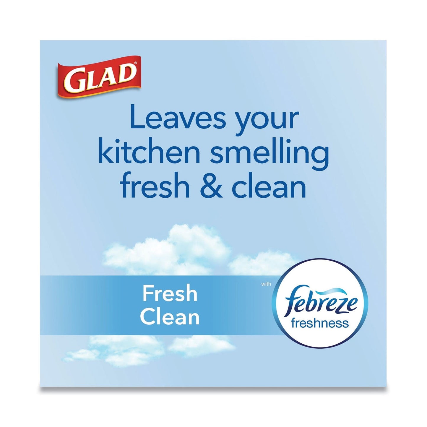Glad ForceFlexPlus OdorShield Tall Kitchen Drawstring Trash Bags, 13 gal, 0.9 mil, 24" x 28", White, 204/Carton