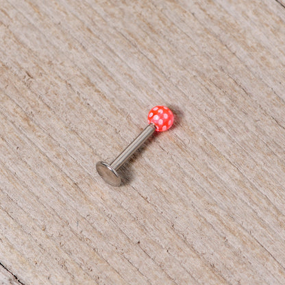 16G 1/4 Pink Polka Dot UV Reactive Acrylic Ball Labret Tragus