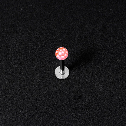 16G 1/4 Pink Polka Dot UV Reactive Acrylic Ball Labret Tragus