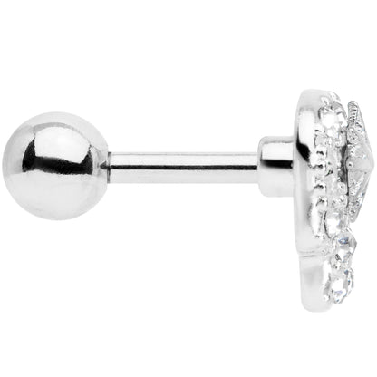 16G 1/4 Clear Gem Star Skull Cartilage Tragus Earring