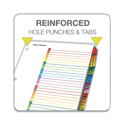 Cardinal OneStep Printable Table of Contents and Dividers, 31-Tab, 1 to 31, 11 x 8.5, White, Assorted Tabs, 1 Set