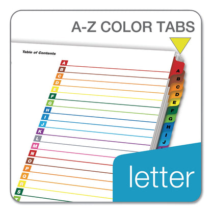 Cardinal OneStep Printable Table of Contents and Dividers, 26-Tab, A to Z, 11 x 8.5, White, Assorted Tabs, 1 Set