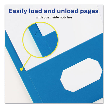 Avery Two-Pocket Folder, Prong Fastener, 0.5" Capacity, 11 x 8.5, Light Blue, 25/Box