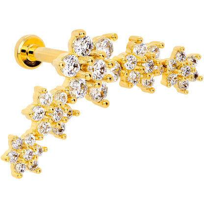 16G 5/16 Clear CZ Gem Gold Tone Floral Internal Thread Labret