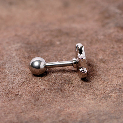 16G 1/4 Clear Gem Lotus Flower Cartilage Tragus Earring