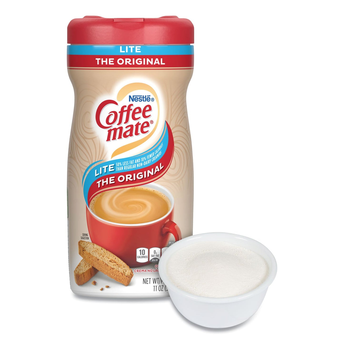 Coffee mate Powdered Original Lite Creamer, 11 oz. Canister, 12/Carton