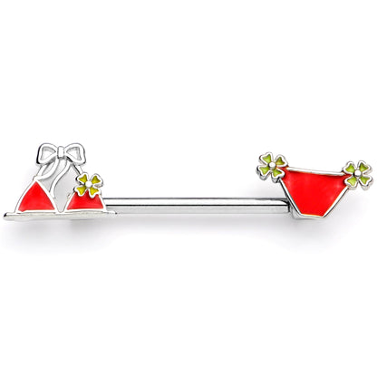 14G 5/8 Red Itty Bitty Bikini Barbell Nipple Ring Set