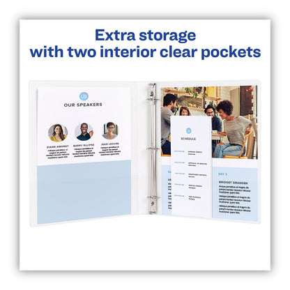 Avery Heavy-Duty Non Stick View Binder with DuraHinge and Slant Rings, 3 Rings, 0.5" Capacity, 11 x 8.5, White, 4/Pack