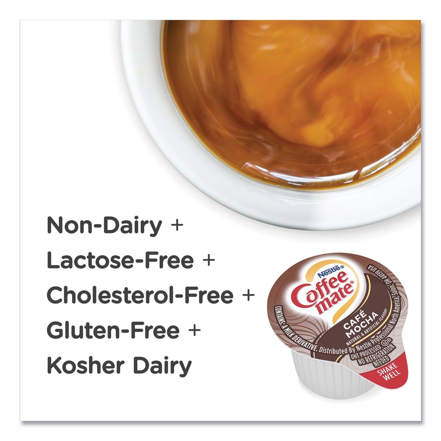 Coffee mate Liquid Coffee Creamer, Cafe Mocha, 0.38 oz Mini Cups, 50/Box, 4 Boxes/Carton, 200 Total/Carton
