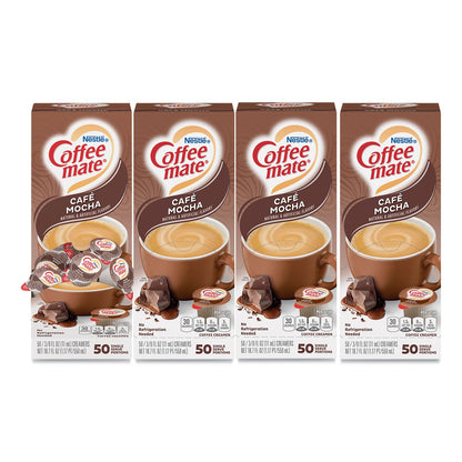 Coffee mate Liquid Coffee Creamer, Cafe Mocha, 0.38 oz Mini Cups, 50/Box, 4 Boxes/Carton, 200 Total/Carton