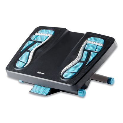 Fellowes Energizer Foot Support, 17.88w x 13.25d x 4 to 6.5h, Charcoal/Blue/Gray