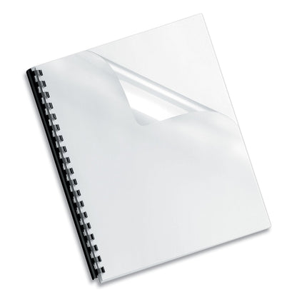 Fellowes Crystals Transparent Presentation Covers for Binding Systems, Clear, with Square Corners, 11 x 8.5, 3-Hole Punched, 100/Pack