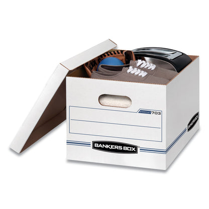 Bankers Box STOR/FILE Basic-Duty Storage Boxes, Letter/Legal Files, 12.5" x 16.25" x 10.5", White/Blue, 12/Carton