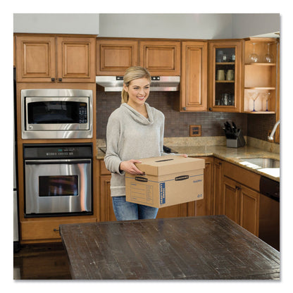 Bankers Box SmoothMove Maximum Strength Moving Boxes, Half Slotted Container (HSC), Medium, 12.25" x 18.5" x 12", Brown/Blue, 8/Pack