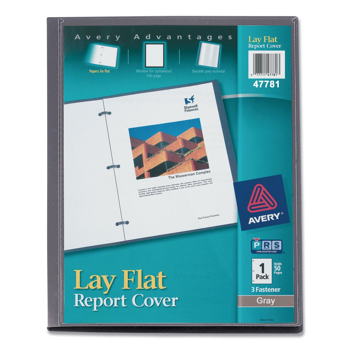Avery Lay Flat View Report Cover, Flexible Fastener, 0.5" Capacity, 8.5 x 11, Clear/Gray