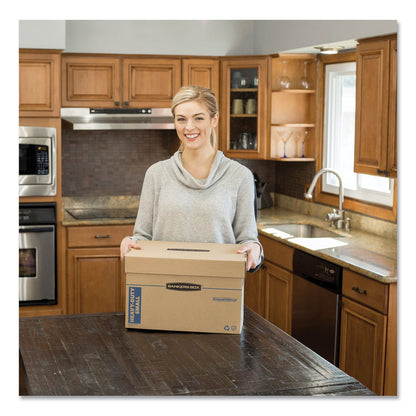 Bankers Box SmoothMove Maximum Strength Moving Boxes, Half Slotted Container (HSC), Medium, 12.25" x 18.5" x 12", Brown/Blue, 8/Pack