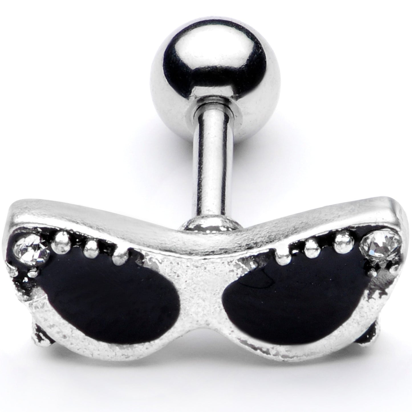 16G 1/4 Clear Gem 50s Retro Sunglasses Cartilage Tragus Earring