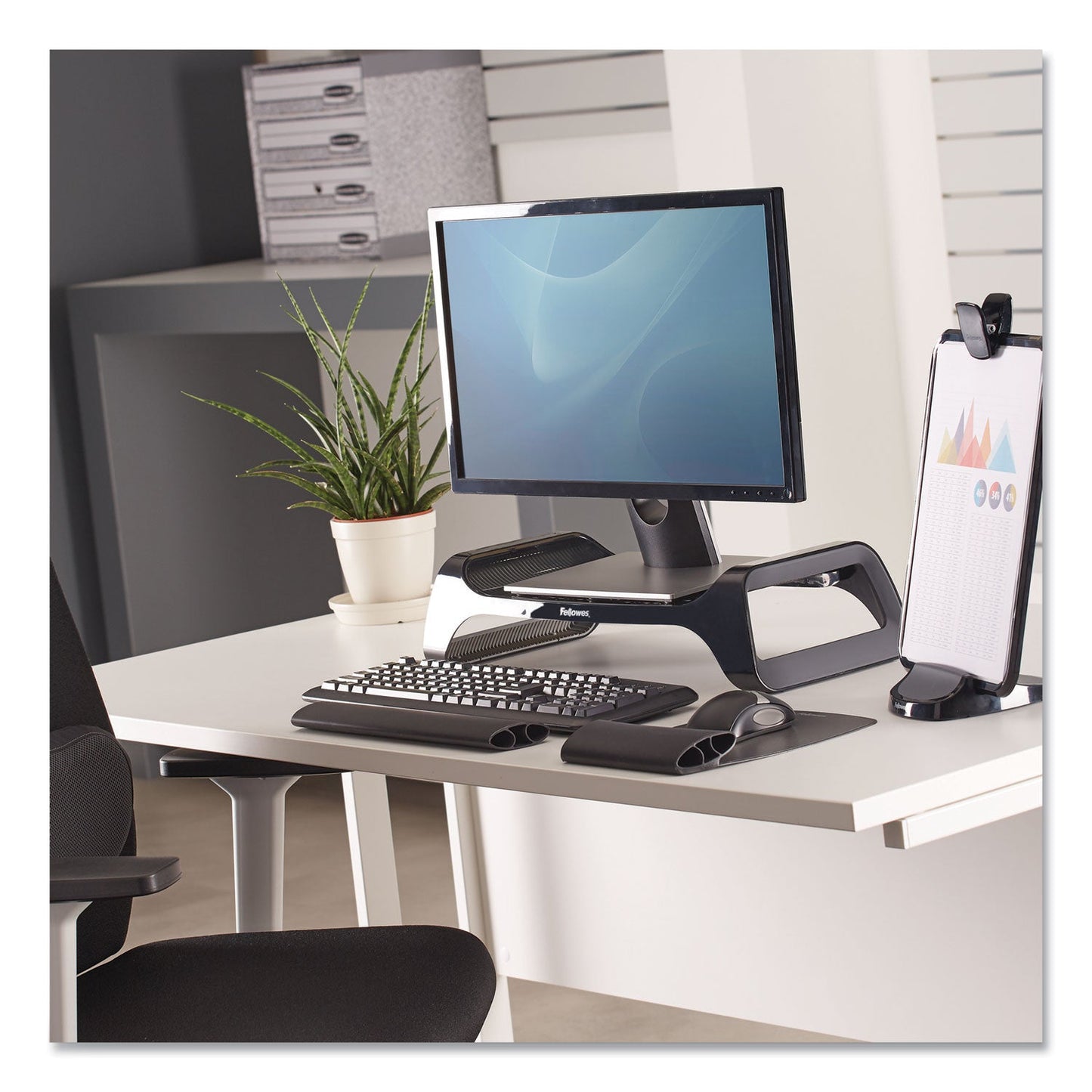 Fellowes I-Spire Series Monitor Lift, 20" x 8.88" x 4.88", Black, Supports 25 lbs