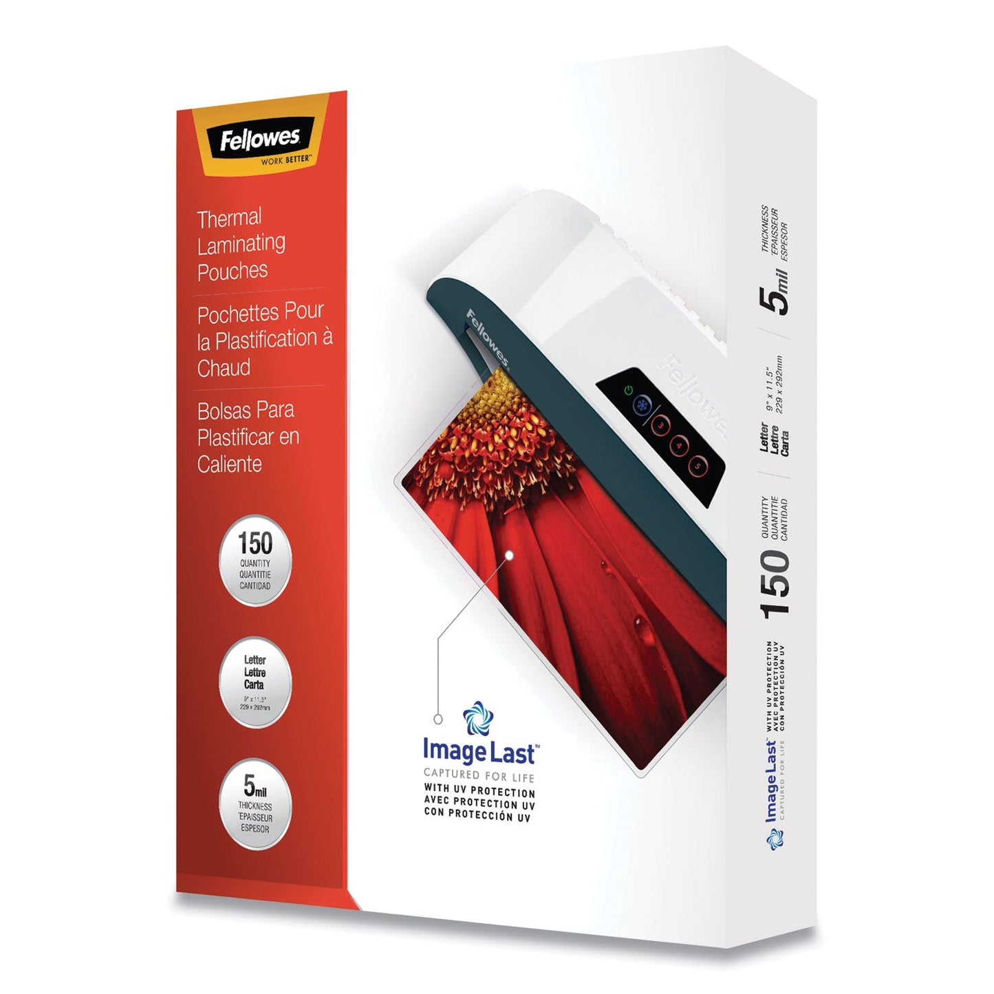Fellowes ImageLast Laminating Pouches with UV Protection, 5 mil, 9" x 11.5", Clear, 150/Pack