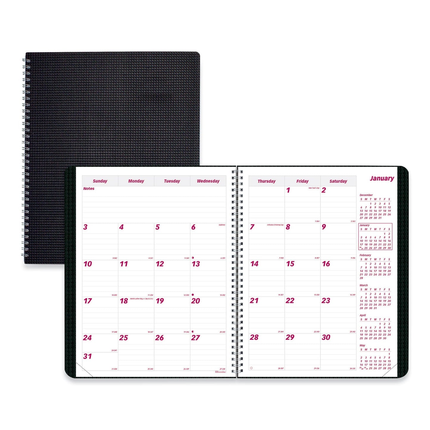 Brownline DuraFlex 14-Month Planner, 11 x 8.5, Black Cover, 14-Month (Dec to Jan): 2022 to 2024