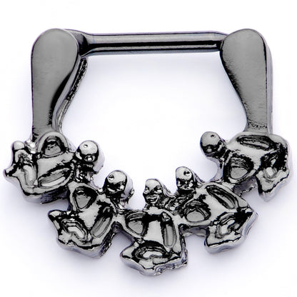16G 5/16 Black Scary Skeletons Halloween Septum Clicker