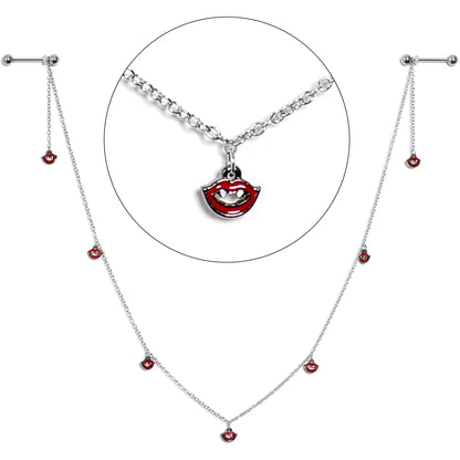 14G 5/8 Red Monster Fang Halloween Dangle Nipple Chain