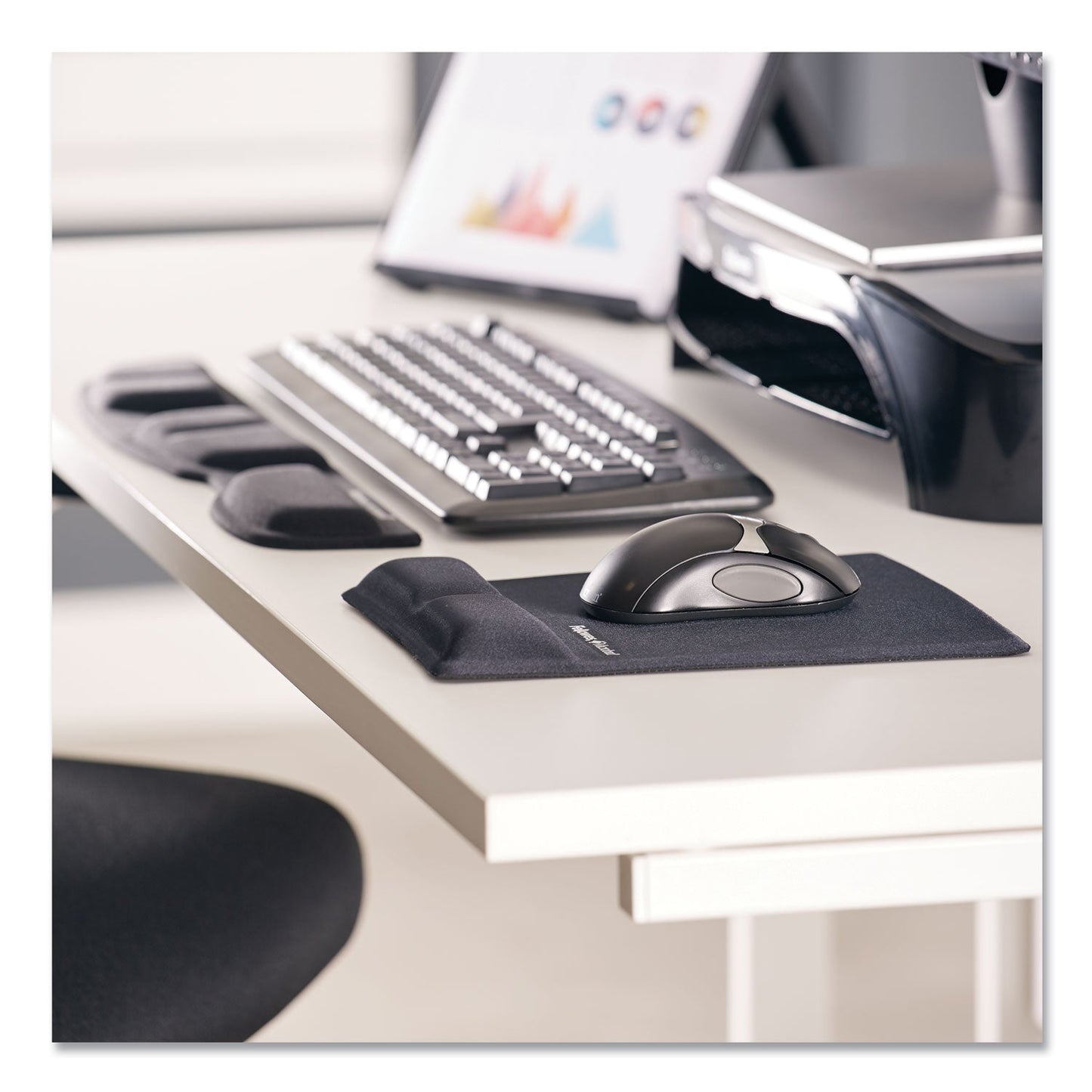 Fellowes Gel Keyboard Palm Support, 18.25 x 3.37, Black