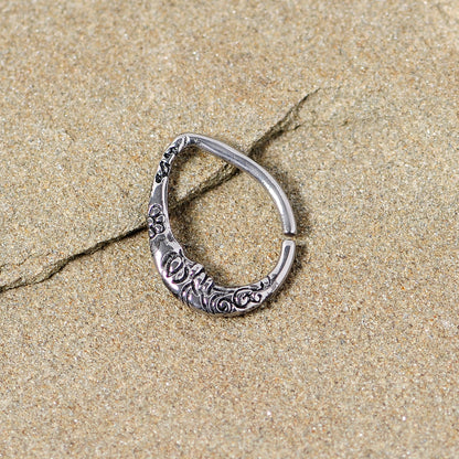 16G 3/8 Man in the Crescent Moon Teardrop Right Ear Closure Ring