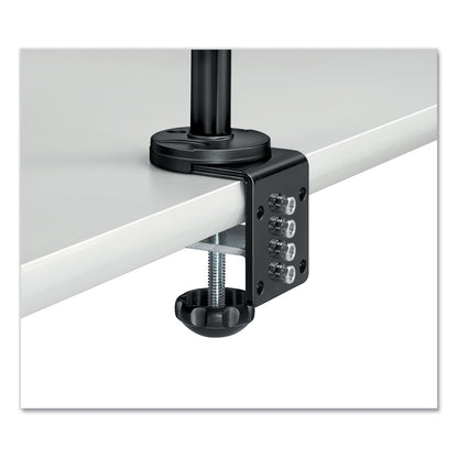 Fellowes Professional Series Depth Adjustable Dual Monitor Arm, 360 deg Rotation, 37 deg Tilt, 360 deg Pan, Black, Supports 24 lb