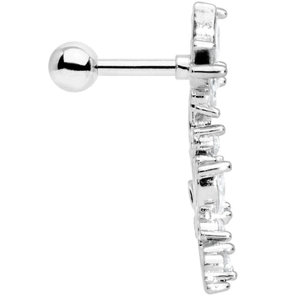 16G 1/4 Clear CZ Gem Butterflies Left Ear Cartilage Tragus