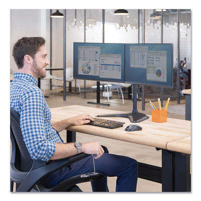 Fellowes Professional Series Freestanding Dual Horizontal Monitor Arm, For 30" Monitors, 35.75" x 11" x 18.25", Black, Supports 17 lb