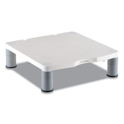 Fellowes Standard Monitor Riser, For 21" Monitors, 13.38" x 13.63" x 2" to 4", Platinum/Graphite, Supports 60 lbs