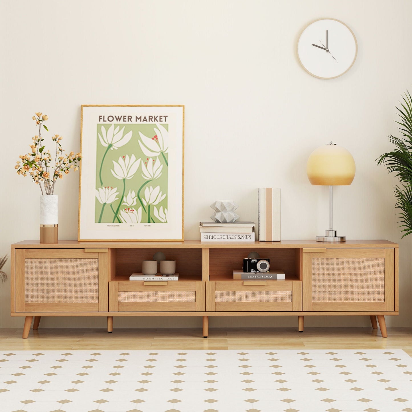 TV Stand, Media Console With Cable Management