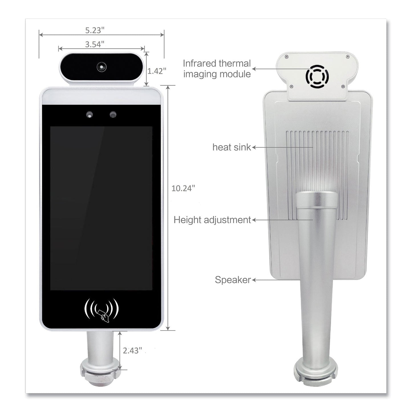 OneScreen GoSafe Octa-Core Processor Body Temperature and Facial Recognition Scanner, 8" LCD, 800 x 1280 Pixels