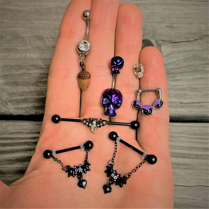 Clear Gem Brown Autumn Acorn Dangle Belly Ring