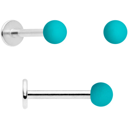 16G 5/16 Blue Green Grey Matte Labret Monroe Tragus Set of 4