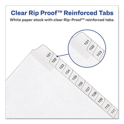 Avery Preprinted Legal Exhibit Side Tab Index Dividers, Allstate Style, 25-Tab, 101 to 125, 11 x 8.5, White, 1 Set, (1705)