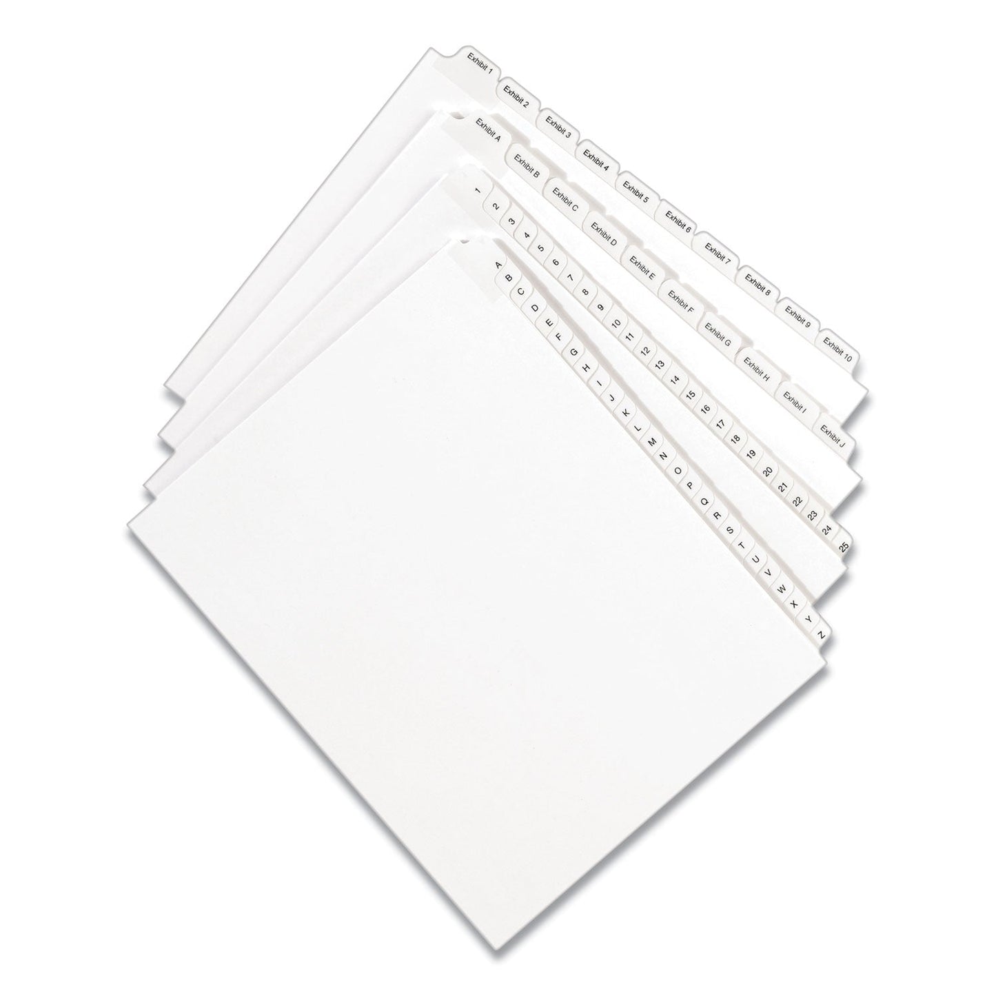 Avery Preprinted Legal Exhibit Side Tab Index Dividers, Allstate Style, 10-Tab, 2, 11 x 8.5, White, 25/Pack