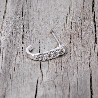 20G 3/8 Steel Chain Link Faux Hoop Nose Bone