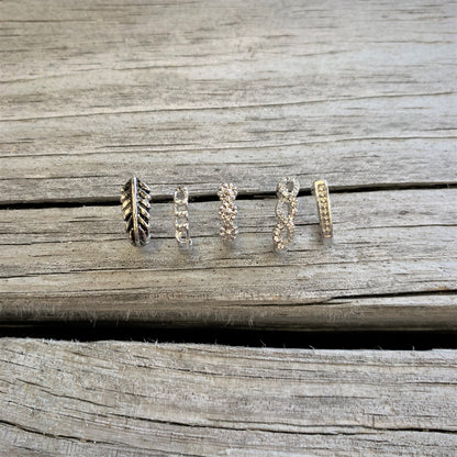 20G 3/8 Steel Feather Faux Hoop Nose Bone