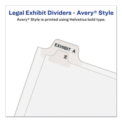 Avery Preprinted Legal Exhibit Side Tab Index Dividers, Avery Style, 10-Tab, 8, 11 x 8.5, White, 25/Pack