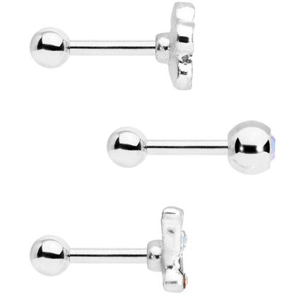 16G 1/4 Aurora Gem Flower Cartilage Tragus Set of 3