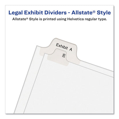 Avery Preprinted Legal Exhibit Side Tab Index Dividers, Allstate Style, 26-Tab, E, 11 x 8.5, White, 25/Pack