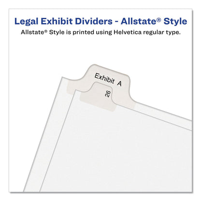 Avery Preprinted Legal Exhibit Side Tab Index Dividers, Allstate Style, 10-Tab, 13, 11 x 8.5, White, 25/Pack