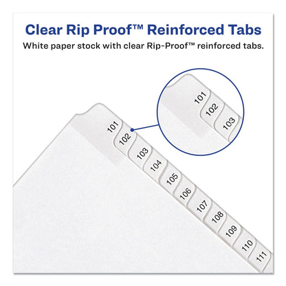 Avery Preprinted Legal Exhibit Side Tab Index Dividers, Allstate Style, 25-Tab, 126 to 150, 11 x 8.5, White, 1 Set, (1706)