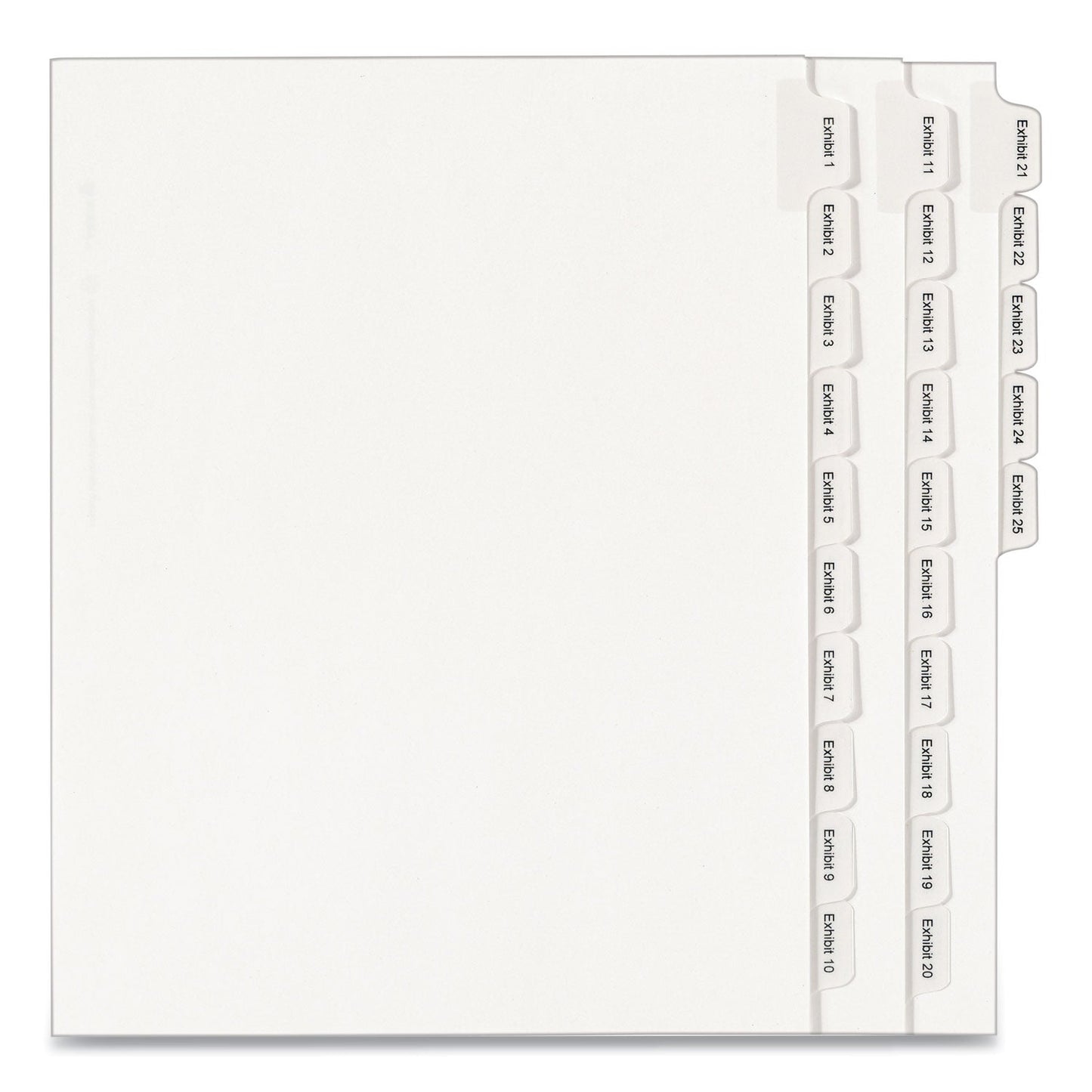 Avery Preprinted Legal Exhibit Side Tab Index Dividers, Allstate Style, 25-Tab, Exhibit 1 to Exhibit 25, 11 x 8.5, White, 1 Set