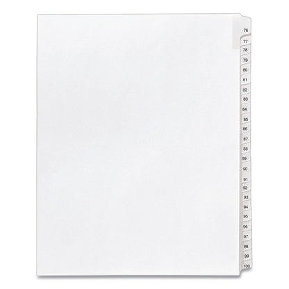 Avery Preprinted Legal Exhibit Side Tab Index Dividers, Allstate Style, 25-Tab, 76 to 100, 11 x 8.5, White, 1 Set, (1704)