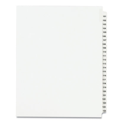 Avery Preprinted Legal Exhibit Side Tab Index Dividers, Avery Style, 25-Tab, 101 to 125, 11 x 8.5, White, 1 Set, (1334)