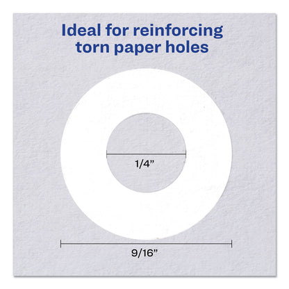 Avery Dispenser Pack Hole Reinforcements, 0.25" Dia, White, 200/Pack, (5729)