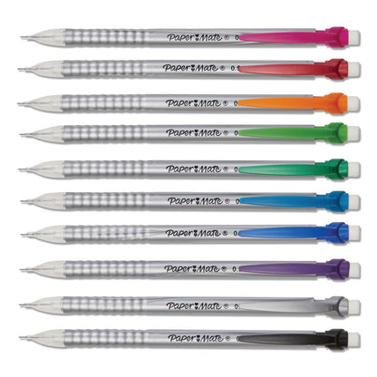 Paper Mate Write Bros Mechanical Pencil, 0.5 mm, HB (#2), Black Lead, Silver Barrel with Assorted Clip Colors, 24/Pack